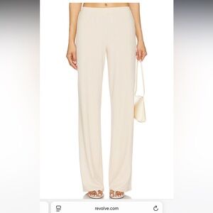Lovers + Friends Cream Wide Leg Ribbed Pants